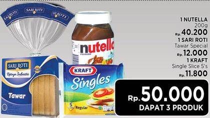 Promo Harga Nutella Spread + Kraft Single Slice + Sari Roti Tawar  - LotteMart