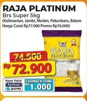 Promo Harga Raja Platinum Beras Slyp Super 5000 gr - Alfamart