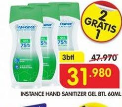 Promo Harga INSTANCE Hand Sanitizer Liquid Spray per 3 botol 60 ml - Superindo