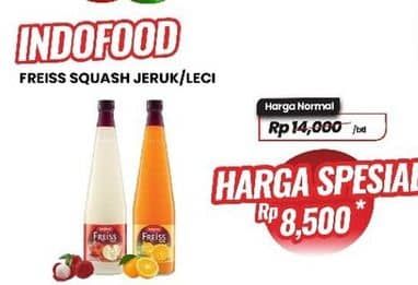 Promo Harga Freiss Syrup Squash Lychee, Orange 500 ml - Carrefour