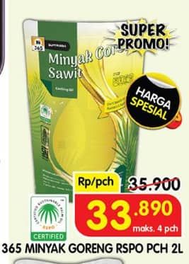 Promo Harga 365 Minyak Goreng Sawit RSPO 2000 ml - Superindo