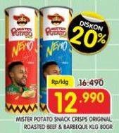 Promo Harga Mister Potato Snack Crisps Original, BBQ, Roasted Beef 80 gr - Superindo