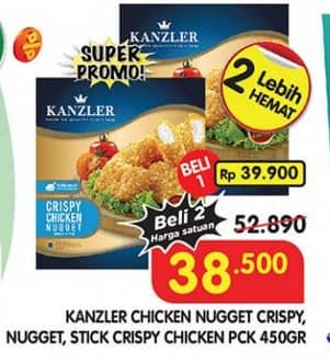 Promo Harga Kanzler Chicken Nugget Crispy, Original, Stick Crispy 450 gr - Superindo