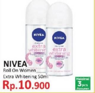 Promo Harga NIVEA Deo Roll On Extra Whitening 50 ml - Indomaret