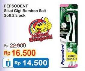 Promo Harga PEPSODENT Sikat Gigi Bamboo Salt Soft 2 pcs - Indomaret