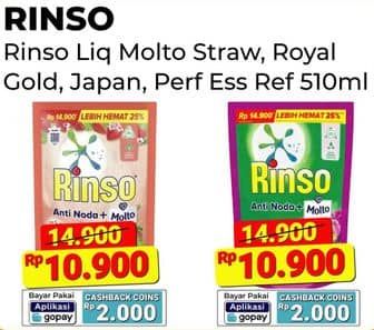 Promo Harga Rinso Liquid Detergent + Molto Purple Perfume Essence 565 ml - Alfamart