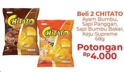 Promo Harga CHITATO Snack Potato Chips Ayam Bumbu, Sapi Panggang, Sapi Bumbu Bakar, Keju 68 gr - Alfamart
