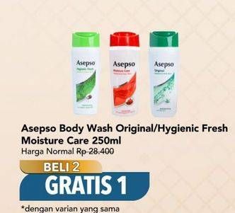 Promo Harga ASEPSO Body Wash Original, Hygienic Fresh, Moisture Care 250 ml - Carrefour