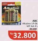 Promo Harga ABC Battery Alkaline LR6/AA 4 pcs - Alfamidi
