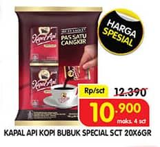 Promo Harga Kapal Api Kopi Bubuk Special per 20 sachet 6 gr - Superindo
