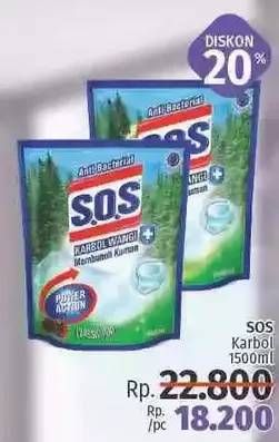 Promo Harga SOS Karbol Wangi 1600 ml - LotteMart