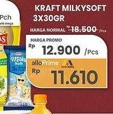 Promo Harga Kraft Milky Soft per 3 pcs 30 gr - Carrefour