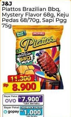 Promo Harga Piattos Snack Kentang Brazilian BBQ, Mystery, Keju Pedas Korea, Sapi Panggang 68 gr - Alfamart