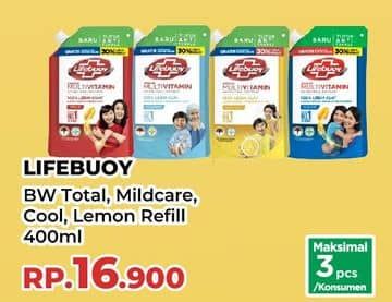 Promo Harga Lifebuoy Body Wash Total 10, Mild Care, Cool Fresh, Lemon Fresh 400 ml - Yogya