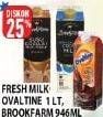 Promo Harga Fresh Milk OVALTINE 1ltr, BROOKFARM 946ml  - Hypermart