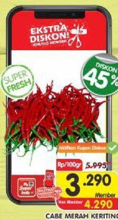Promo Harga Cabe Merah Keriting per 100 gr - Superindo