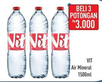 Promo Harga VIT Air Mineral per 3 botol 1500 ml - Hypermart