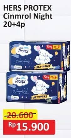 Promo Harga Hers Protex Comfort Night Wing 35cm, Wing 30cm 24 pcs - Alfamart