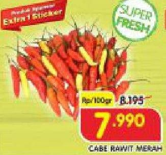 Promo Harga Cabe Rawit Merah per 100 gr - Superindo