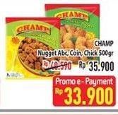 Promo Harga CHAMP Nugget Chicken Nugget Coin, Chicken Nugget 500 gr - Hypermart