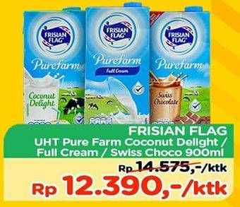 Promo Harga FRISIAN FLAG Susu UHT Purefarm Coconut, Full Cream, Swiss Choco 900 ml - TIP TOP