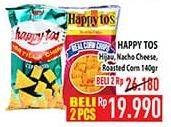 Promo Harga Happy Tos Tortilla Chips Hijau, Nacho Cheese, Jagung Bakar/Roasted Corn 140 gr - Hypermart