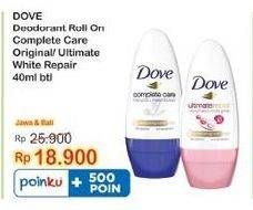 Promo Harga Dove Deo Roll On Complete Care, Ultimate White 40 ml - Indomaret
