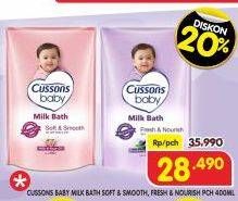 Promo Harga Cussons Baby Milk Bath Soft Smooth, Fresh Nourish 400 ml - Superindo