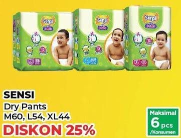 Promo Harga Sensi Dry Pants L54, M60, XL44 44 pcs - Yogya