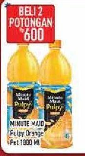 Promo Harga MINUTE MAID Juice Pulpy Pulpy Orange per 2 botol 1000 ml - Hypermart