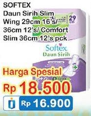 Promo Harga SOFTEX Daun Sirih 29cm 16s, 36cm 2s / Comfort Slim 36cm 12s  - Indomaret