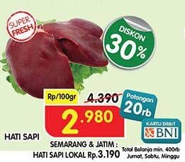 Promo Harga Beef Liver (Hati Sapi) per 100 gr - Superindo