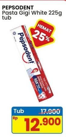 Promo Harga Pepsodent Pasta Gigi Pencegah Gigi Berlubang White 225 gr - Indomaret