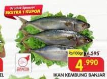 Ikan Kembung Banjar per 100 gr Diskon 20%, Harga Promo Rp4.990, Harga Normal Rp6.295, Produk Sponsor Ekstra 1 Kupon