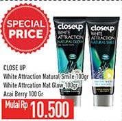 Promo Harga Close Up Pasta Gigi White Attraction Natural Smile, Natural Glow, Mineral Clay Acai Berry 100 gr - Hypermart