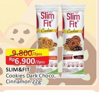 Promo Harga SLIM & FIT Cookies Dark Choco, Raisin Cinamon per 2 pcs 22 gr - Alfamart