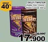 Promo Harga DELFI TWISTER Wafer Stick Choco, Black Cocoa 300 gr - Giant