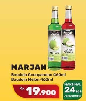 Promo Harga Marjan Syrup Boudoin Cocopandan, Melon 460 ml - Yogya