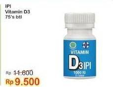 Promo Harga IPI Vitamin D3 1000 IU 75 pcs - Indomaret