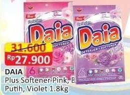 Promo Harga DAIA Deterjen Bubuk Putih, + Softener Pink, + Softener Violet 1800 gr - Alfamart