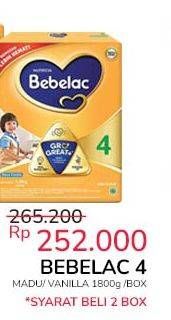 Promo Harga Bebelac 4 Susu Pertumbuhan Madu, Vanila 1800 gr - Indomaret