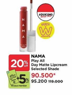 Promo Harga NAMA Beauty Play All Day Matte Lipcream  - Watsons