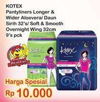 Promo Harga KOTEX Fresh Liners Longer & Wider 32s / Soft & Smooth Overnight Wing 32cm 9s  - Indomaret