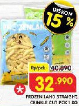 Promo Harga FROZENLAND French Fries Straight, Crinkle 1000 gr - Superindo