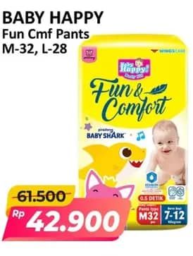 Promo Harga Baby Happy Baby Diapers Pants Fun & Comfort M32, L28 28 pcs - Alfamart