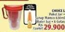 Promo Harga Choice L Paket Jar (Syrup + Water Jug + 6 gelas)  - LotteMart