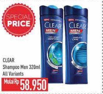 Promo Harga Clear Men Shampoo All Variants 320 ml - Hypermart