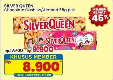 Promo Harga Silver Queen Chocolate Cashew, Almonds 58 gr - Indomaret