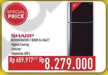 Promo Harga SHARP SJ-IG471PG | Refrigerator 2 Door  - Hypermart