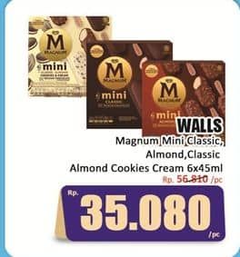 Promo Harga Walls Magnum Mini Classic, Classic Almond, Classic Almond Cookies Cream per 6 pcs 45 ml - Hari Hari